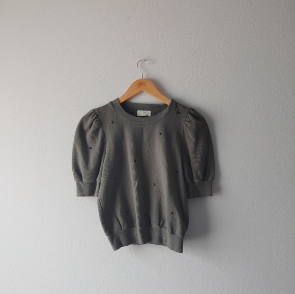 Anthropologie t.la Puff Sleeve Star Embroidered Top - Picture 2 of 4